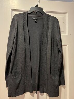 Gray Open-Front Pocket Cardigan